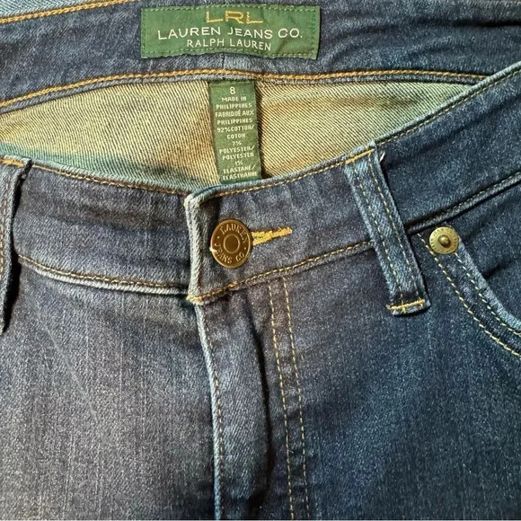 LRL LAUREN RALPH LAUREN Modern Straight Curvy Dark Wash Blue Denim Jeans Size 8 - Picture 3 of 5